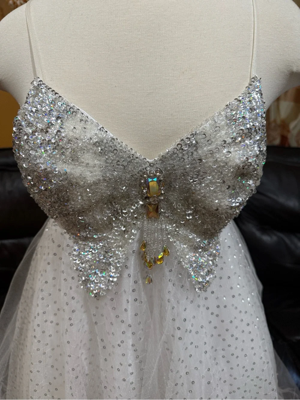 Cinderella Divine white dress with silver sequins and beading, size 4